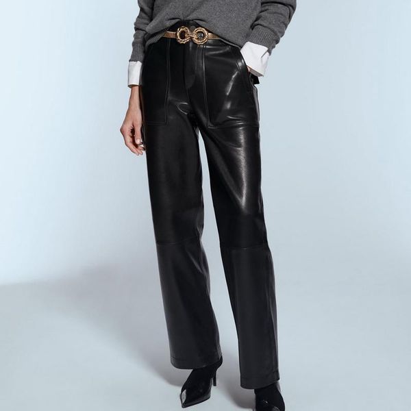 women's pants & capris women black pant autumn 2021 fashion modern lady pu leather bottom, Black;white
women's pants & capris women black pant autumn 2021 fashion modern lady pu leather bottom, Black;white