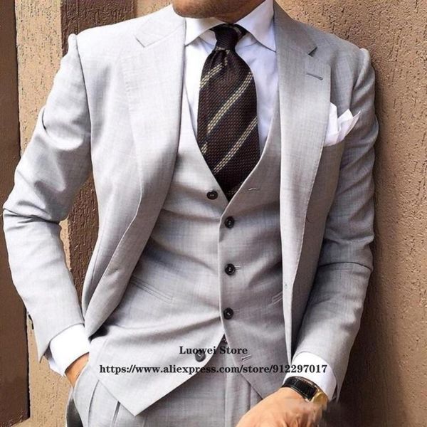 men's suits & blazers classic grey mens slim fit 3 piece jacket vest pants set for groom wedding party tuxedo formal business blazer ma, White;black
men's suits & blazers classic grey mens slim fit 3 piece jacket vest pants set for groom wedding party tuxedo formal business blazer ma, White;black