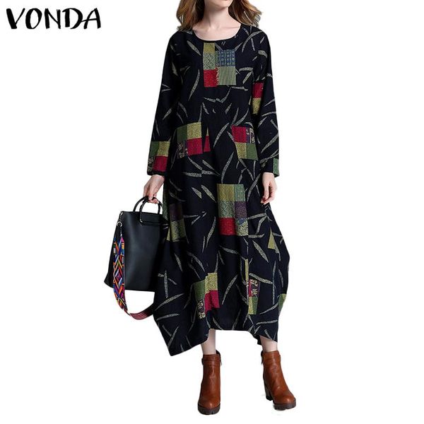 casual dresses women dress asymmetric hem printed long 2021 vonda vintage sleeve vestidos ladies fashion sundress 5xl, Black;gray
casual dresses women dress asymmetric hem printed long 2021 vonda vintage sleeve vestidos ladies fashion sundress 5xl, Black;gray