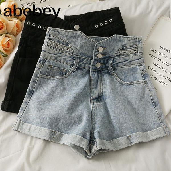 women's shorts korean fashion denim high waist single breasted curling a-line casual wide leg 2021 summer women, White;black
women's shorts korean fashion denim high waist single breasted curling a-line casual wide leg 2021 summer women, White;black
