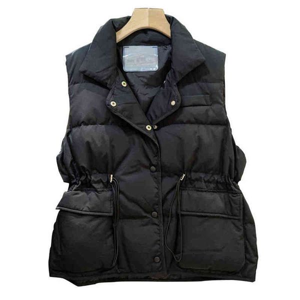 2021 autumn winter down vest women's korean short versatile waist closing white duck stand collar waistcoat vest, Black;white
2021 autumn winter down vest women's korean short versatile waist closing white duck stand collar waistcoat vest, Black;white