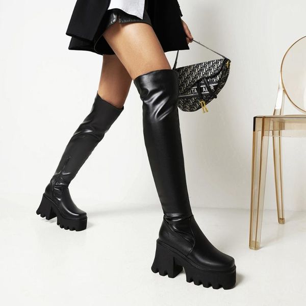 boots super high hollow heel square toe over-the-knee women's waterproof platform punk style heightening sole trendy, Black
boots super high hollow heel square toe over-the-knee women's waterproof platform punk style heightening sole trendy, Black