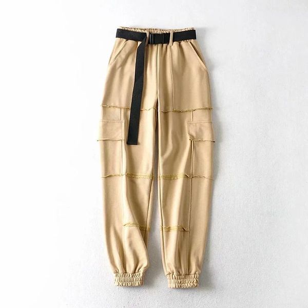 women's pants & capris 2021 spring multi-color edge casual cargo with female loose gothic sports trousers, Black;white
women's pants & capris 2021 spring multi-color edge casual cargo with female loose gothic sports trousers, Black;white
