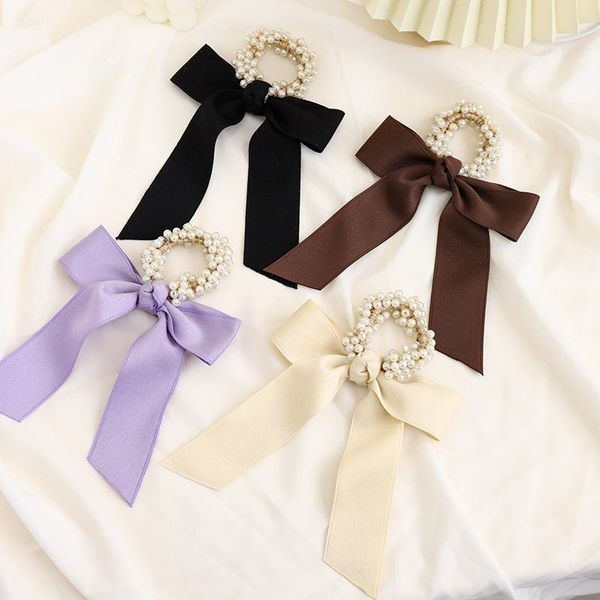 korean version of the hair ring solid color ribbon bow rope sweet pearl retro temperament head accessories, Slivery;white
korean version of the hair ring solid color ribbon bow rope sweet pearl retro temperament head accessories, Slivery;white