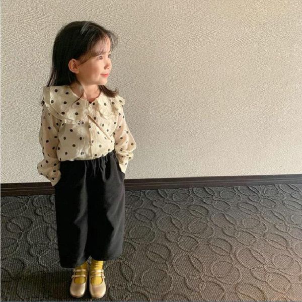 autumn girls clothing sets polka dot large collar + cropped pants toddler suit baby children outfits, White
autumn girls clothing sets polka dot large collar + cropped pants toddler suit baby children outfits, White