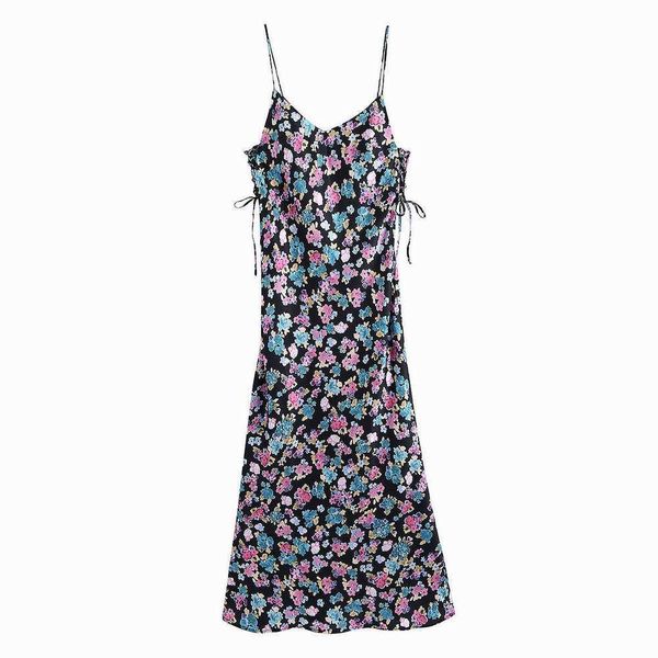 women summer dress fashion spaghetti strap floral prints midi sundress 210602, Black;gray
women summer dress fashion spaghetti strap floral prints midi sundress 210602, Black;gray