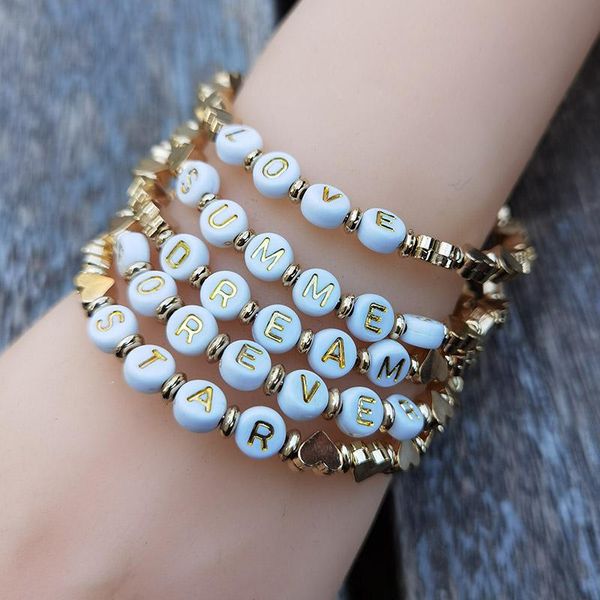 link, chain 2021 handmade ethnic polymer clay bracelet for women boho bracelets beads letter golden, Black
link, chain 2021 handmade ethnic polymer clay bracelet for women boho bracelets beads letter golden, Black