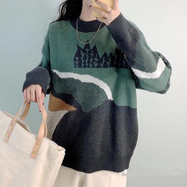 women's sweaters winter pullover casual women knitted sweater korean vintage printed o neck preppy fashion long sleeve jumpers pull fem, White;black
women's sweaters winter pullover casual women knitted sweater korean vintage printed o neck preppy fashion long sleeve jumpers pull fem, White;black