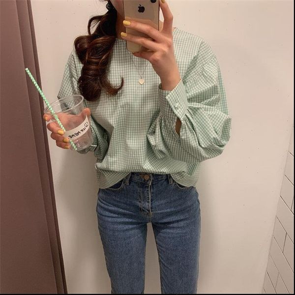chic women shirts plaid loose gentle geometric full sleeves pullovers leisure all match ol casual streetwear, White
chic women shirts plaid loose gentle geometric full sleeves pullovers leisure all match ol casual streetwear, White