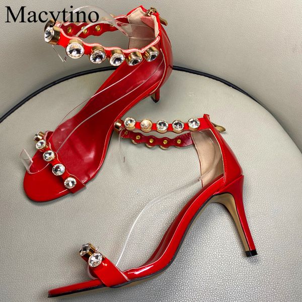 sandals style red leather sandals high heels crystal embellished shoes women's party banquet summer stiletto lwml, Black
sandals style red leather sandals high heels crystal embellished shoes women's party banquet summer stiletto lwml, Black