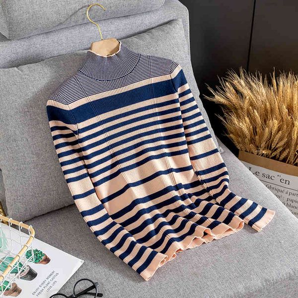 women's sweaters chic striped women turtleneck sweater autumn winter thick warm knitted color block slim female jumper 2021 as, White;black
women's sweaters chic striped women turtleneck sweater autumn winter thick warm knitted color block slim female jumper 2021 as, White;black