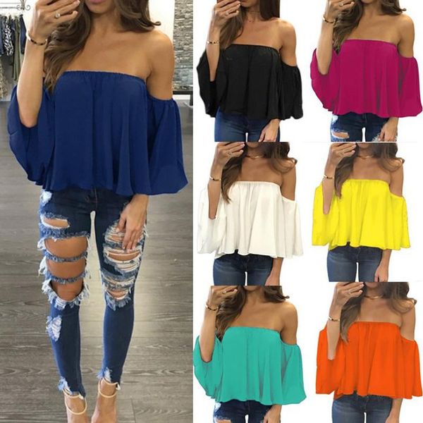 women's blouses & shirts fashion women off shoulder blouse casual strapless pure color puff sleeve summer autumn large size 5xl, White
women's blouses & shirts fashion women off shoulder blouse casual strapless pure color puff sleeve summer autumn large size 5xl, White