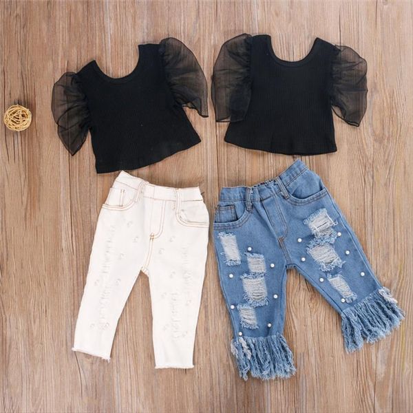 fashion infant baby girls puff sleeve t shirts pearl blue denim pants 2pcs clothes sets 0 5y, White
fashion infant baby girls puff sleeve t shirts pearl blue denim pants 2pcs clothes sets 0 5y, White