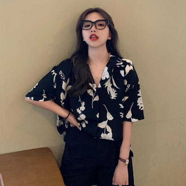 women summer shirts lovely retro casual loose print shirt female tunic for womens cute women's blouses, White
women summer shirts lovely retro casual loose print shirt female tunic for womens cute women's blouses, White