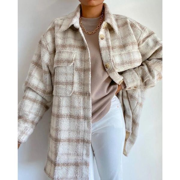 women's wool & blends women coat tweed shirt autumn winter 2021 fashion ladies elegant loose blouse girl streetwear oversize vintage co, Black
women's wool & blends women coat tweed shirt autumn winter 2021 fashion ladies elegant loose blouse girl streetwear oversize vintage co, Black
