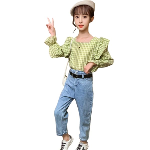 kids clothes plaid blouse + jeans suit for girls long sleeve outfits teenage children's 6 8 10 12 14 210528, White
kids clothes plaid blouse + jeans suit for girls long sleeve outfits teenage children's 6 8 10 12 14 210528, White