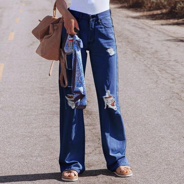 women's jeans women ripped jean pants summer denim trousers autumn straight wide leg streetwear business, Blue
women's jeans women ripped jean pants summer denim trousers autumn straight wide leg streetwear business, Blue