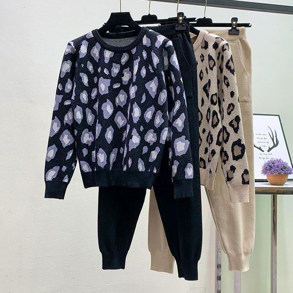 women's two piece pants fall winter long sleeve knit leopard pullover sweaters + elastic waist fashion trousers pieces set clothes, White
women's two piece pants fall winter long sleeve knit leopard pullover sweaters + elastic waist fashion trousers pieces set clothes, White