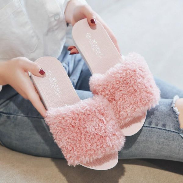 female slides fashion women's slippers furry home furnishing thick-bottomed woman slip on shoes, Black
female slides fashion women's slippers furry home furnishing thick-bottomed woman slip on shoes, Black