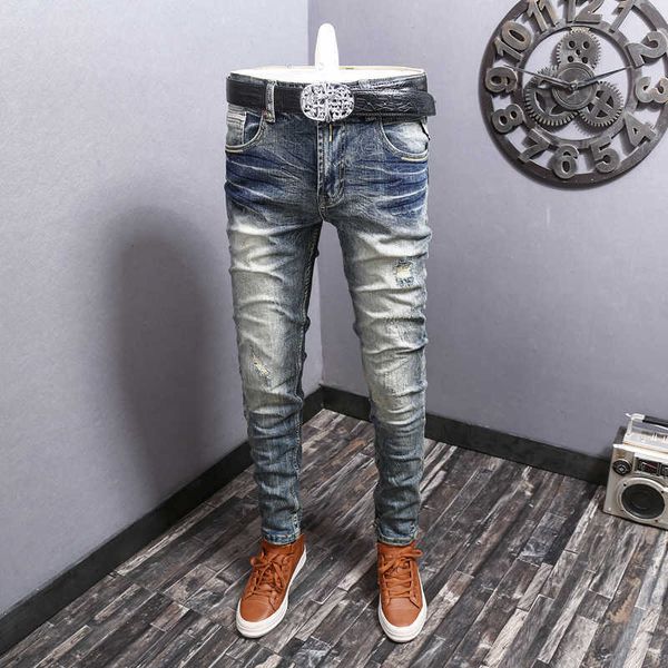 men's jeans scratched blue denim breeches from men of vintage fine fitting pencil pants streetwear cotton x9es
men's jeans scratched blue denim breeches from men of vintage fine fitting pencil pants streetwear cotton x9es
