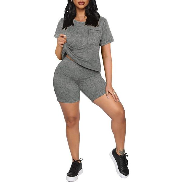 women's tracksuits 2 pieces sportswear set, female solid color o-neck short sleeve t-shirt with pocket+ shorts for summer, s//l/xl/xxl, Gray
women's tracksuits 2 pieces sportswear set, female solid color o-neck short sleeve t-shirt with pocket+ shorts for summer, s//l/xl/xxl, Gray