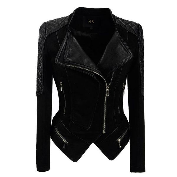 women's leather & faux autumn and winter slim short jacket deerskin handsome motorcycle suit women y811, Black
women's leather & faux autumn and winter slim short jacket deerskin handsome motorcycle suit women y811, Black