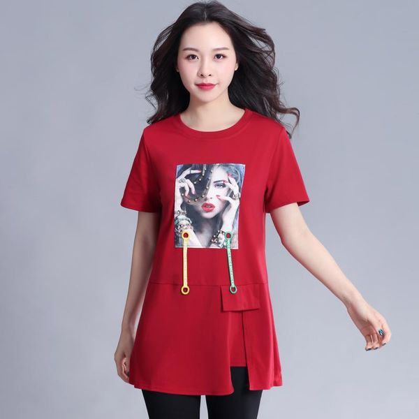 women's t-shirt -4xl women cotton summer 2021 fashion casual printing short-sleeve loose pullovers long female, White
women's t-shirt -4xl women cotton summer 2021 fashion casual printing short-sleeve loose pullovers long female, White