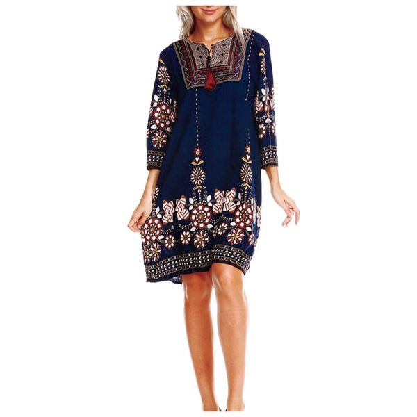 casual dresses sagace for women 2021 plus size boho bohemian tribal vintage print summer beach knee-length large ladies dress, Black;gray 
casual dresses sagace for women 2021 plus size boho bohemian tribal vintage print summer beach knee-length large ladies dress, Black;gray