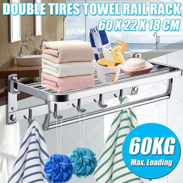 towel racks 304 stainless steel rack rail holder bathroom accessories foldable wall mounted storage silver shelf with 5 hooks
towel racks 304 stainless steel rack rail holder bathroom accessories foldable wall mounted storage silver shelf with 5 hooks