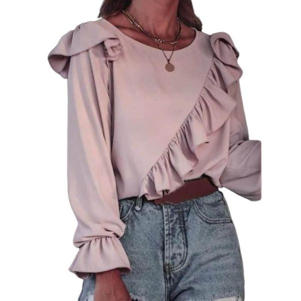 women's t-shirt autumn women shirts long sleeve ruffles tunic flounce pleated office blouse elegant spring plus size, White
women's t-shirt autumn women shirts long sleeve ruffles tunic flounce pleated office blouse elegant spring plus size, White