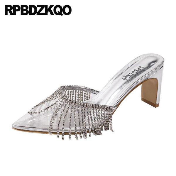 closed toe clear satin rhinestone slides pvc pumps transparent pointed shoes runway women glass slipper fringe block sandals, Black
closed toe clear satin rhinestone slides pvc pumps transparent pointed shoes runway women glass slipper fringe block sandals, Black