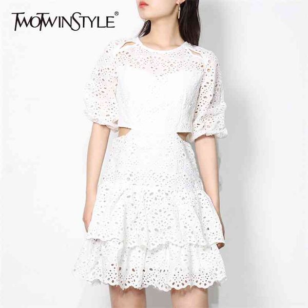 white hollow out dress female o neck short sleeve high waist mini summer dresses for women clothing fashion 210520, Black;gray
white hollow out dress female o neck short sleeve high waist mini summer dresses for women clothing fashion 210520, Black;gray