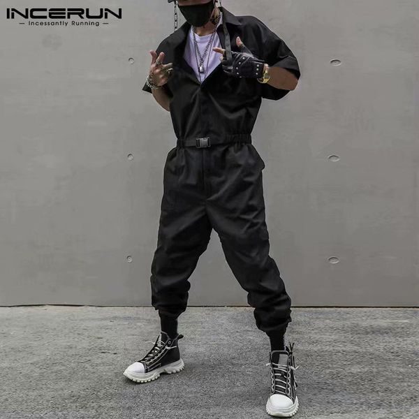 men's pants 2021 men cargo overalls solid streetwear lapel short sleeve loose joggers fashion jumpsuits pockets rompers incerun s-5xl, Black
men's pants 2021 men cargo overalls solid streetwear lapel short sleeve loose joggers fashion jumpsuits pockets rompers incerun s-5xl, Black