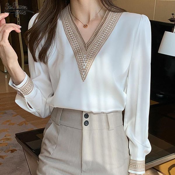 women's blouses & shirts 2021 spring office lady long sleeve blouse fashion solid v neck chiffon women plus size clothing loose blusas, White
women's blouses & shirts 2021 spring office lady long sleeve blouse fashion solid v neck chiffon women plus size clothing loose blusas, White