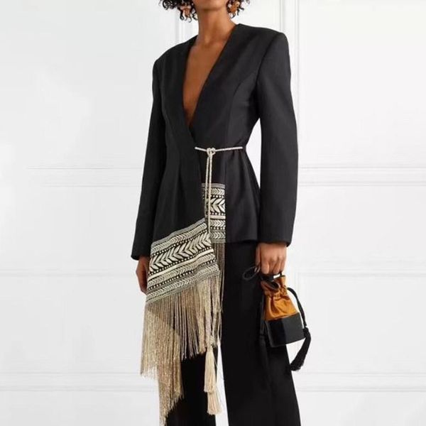 spring jacquard irregular fringed hem waist slimming blazer coats women women's suits & blazers, White;black
spring jacquard irregular fringed hem waist slimming blazer coats women women's suits & blazers, White;black