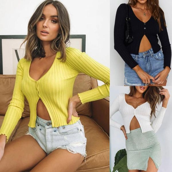 women's sweaters fashion solid knitted sweater casual autumn ladies v-neck button crop female women long sleeve pullover blusas ju, White;black
women's sweaters fashion solid knitted sweater casual autumn ladies v-neck button crop female women long sleeve pullover blusas ju, White;black