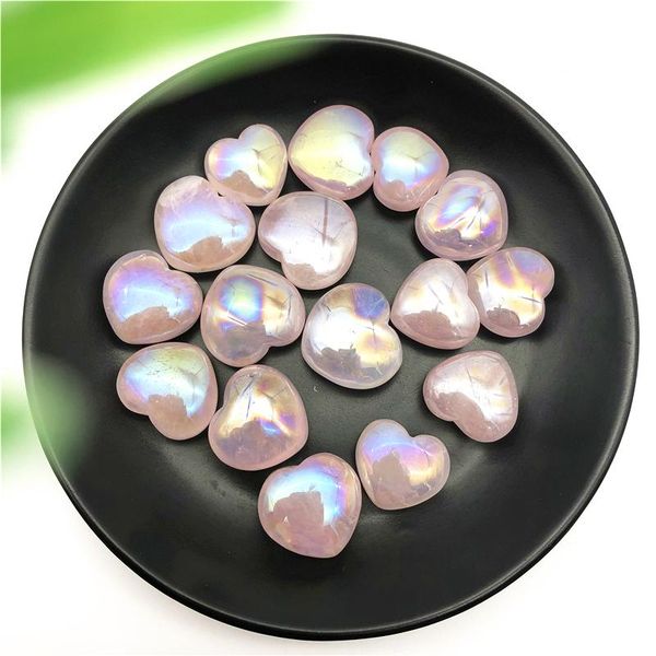 decorative objects & figurines 1pc electroplate aura natural rose crystal pink quartz heart shaped specimens healing stone love gems home de
decorative objects & figurines 1pc electroplate aura natural rose crystal pink quartz heart shaped specimens healing stone love gems home de