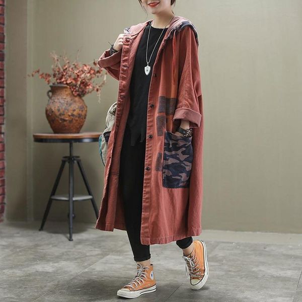 coats spring autumn arts style women sleeve loose trench vintage print cotton denim hooded long coat m240 vv51, Tan;black
coats spring autumn arts style women sleeve loose trench vintage print cotton denim hooded long coat m240 vv51, Tan;black