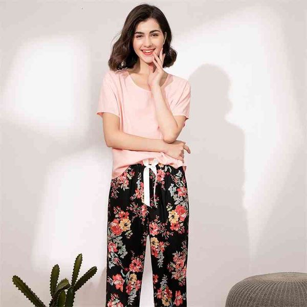 women's sleepwear short sleeve pyjamas pour femme viscose loose pajamas sets women outfits print flower 2pcs shirt&pants summer co, Black;red
women's sleepwear short sleeve pyjamas pour femme viscose loose pajamas sets women outfits print flower 2pcs shirt&pants summer co, Black;red