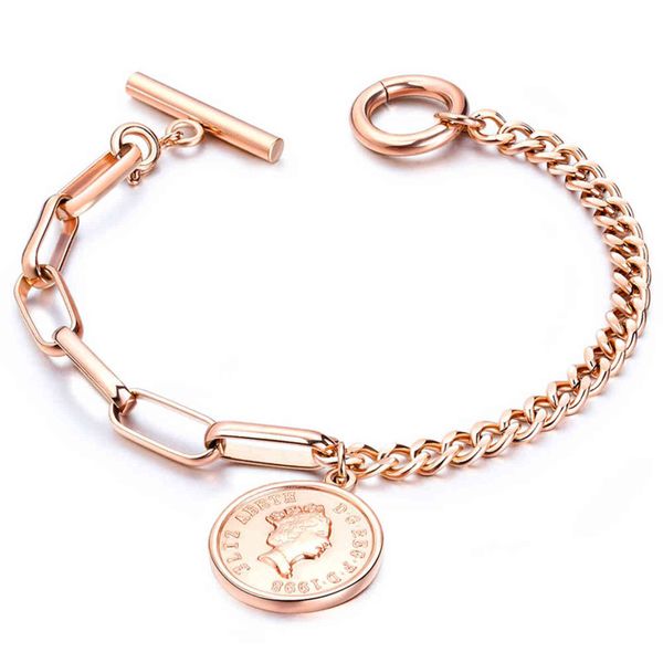 2 colors queen coin tag bracelet for women fashion jewelry stainless steel heart wing charm bracelets with adjustable buckle, Golden;silver 
2 colors queen coin tag bracelet for women fashion jewelry stainless steel heart wing charm bracelets with adjustable buckle, Golden;silver