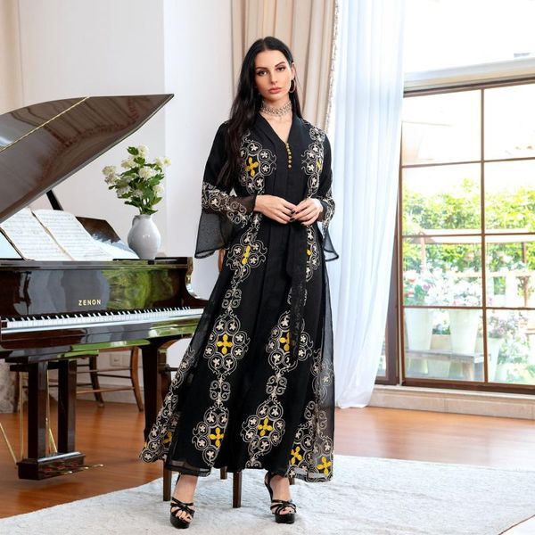 ethnic clothing eid abaya dress women retro muslim hijab mesh embroidery black flare sleeve middle east dubai arabic islam clothes autumn, Red
ethnic clothing eid abaya dress women retro muslim hijab mesh embroidery black flare sleeve middle east dubai arabic islam clothes autumn, Red