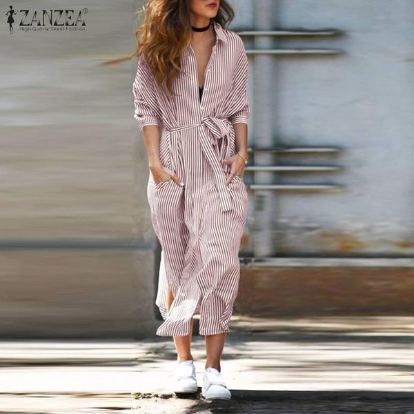 women maxi shirt dress 2021 ladies turn down collar vestidos zanzea autumn long sleeve oversize casual striped lapel robe dresses, Black;gray
women maxi shirt dress 2021 ladies turn down collar vestidos zanzea autumn long sleeve oversize casual striped lapel robe dresses, Black;gray