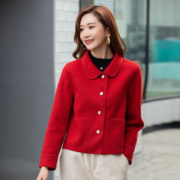 women's wool & blends double-sided woolen coat short 2021 spring korean version of the small hepburn style loose, Black
women's wool & blends double-sided woolen coat short 2021 spring korean version of the small hepburn style loose, Black