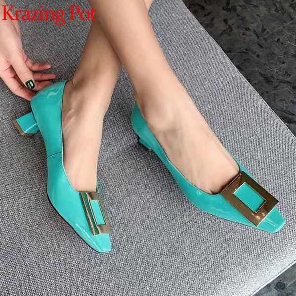 dress shoes krazing pot genuine leather slip on office lady fashion wear small square toe metal decorations med heels women pumps l76, Black
dress shoes krazing pot genuine leather slip on office lady fashion wear small square toe metal decorations med heels women pumps l76, Black