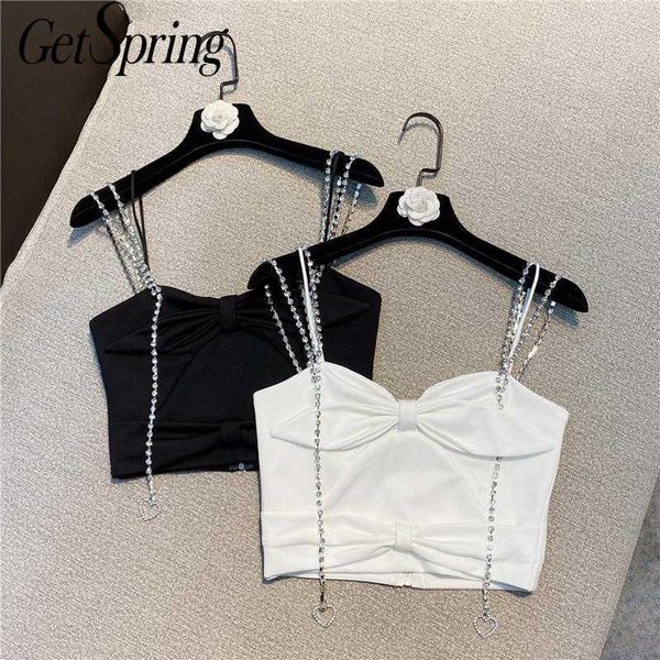 getspring women camis water drill chain bow tank fashion crop summer halter white black camisole short 210601
getspring women camis water drill chain bow tank fashion crop summer halter white black camisole short 210601
