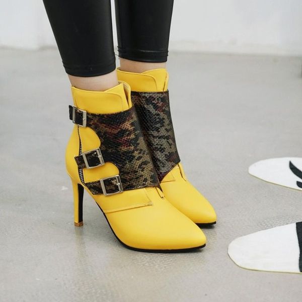boots us4-13 womens mixed colors buckle strap pointed toe stilettos heels ankle snake pattern shoes 3colors plus size, Black
boots us4-13 womens mixed colors buckle strap pointed toe stilettos heels ankle snake pattern shoes 3colors plus size, Black