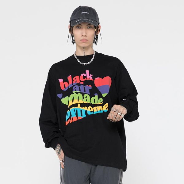 men's t-shirts colorful graffiti letters printing loose long-sleeved t-shirt, White;black
men's t-shirts colorful graffiti letters printing loose long-sleeved t-shirt, White;black