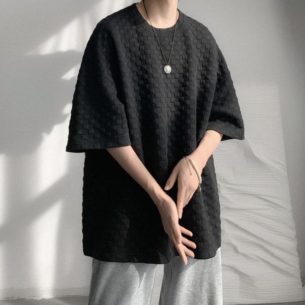 men's t-shirts summer plaid t-shirt fashion retro casual o-neck pullover t shirt men streetwear korean loose short-sleeved tshirts mens, White;black
men's t-shirts summer plaid t-shirt fashion retro casual o-neck pullover t shirt men streetwear korean loose short-sleeved tshirts mens, White;black