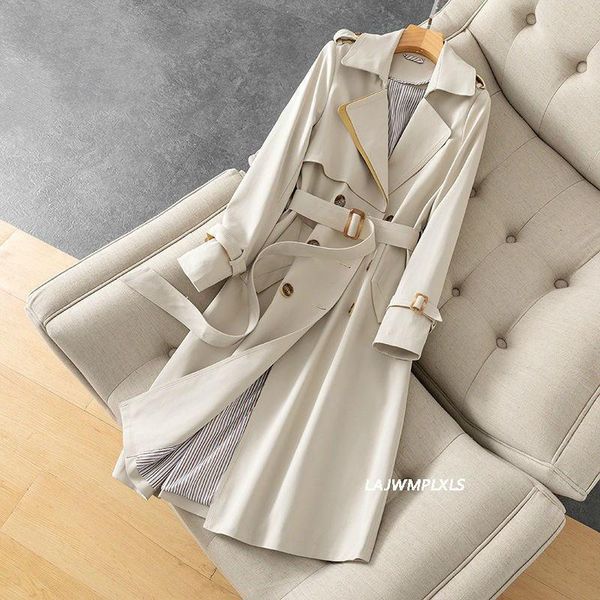 women's trench coats office lady notched collar full sleeve overcoat with belt elegant long chic outerwear korean double breasted coat, Tan;black
women's trench coats office lady notched collar full sleeve overcoat with belt elegant long chic outerwear korean double breasted coat, Tan;black