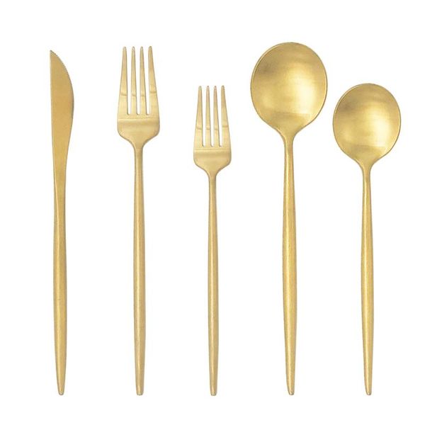 5pcs 304 stainless steel cutlery set gold tableware matte knife salad fork dessert spoon dinnerware kitchen party silverware sets
5pcs 304 stainless steel cutlery set gold tableware matte knife salad fork dessert spoon dinnerware kitchen party silverware sets